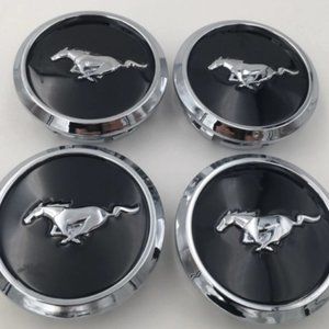 Silver Ford Mustang Wheel Center Pony Running Horse Caps